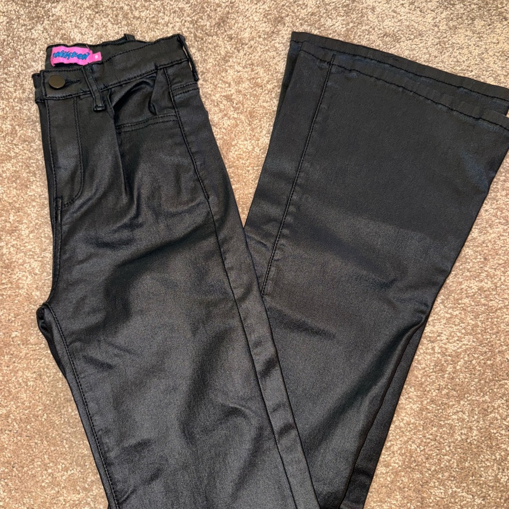 Edikted Black Faux Leather Flare Pants